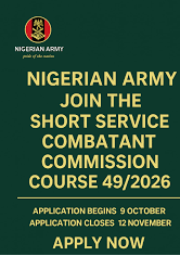 Nigerian Army SSCC 49/2026 Recruitment